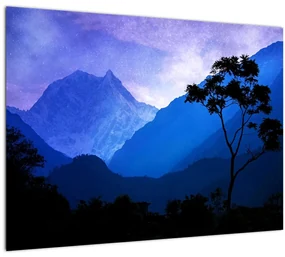 Sklenený obraz - Nočné nebo v Nepále (70x50 cm)