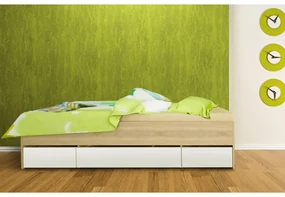 Jednolôžková posteľ 90 cm Matari (dub sonoma + biela). Vlastná spoľahlivá doprava až k Vám domov. 794648