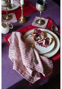 Podtácky v červeno-prírodnej farbe v súprave 4 ks – Linen Tales