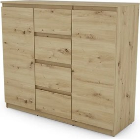 Široká komoda so 4 zásuvkami Carlos, dub artisan, 120 cm