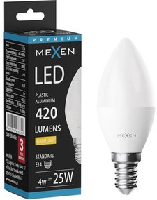 Mexen Nova, LED žiarovka E14, C37, 3W, teplá - 3000K, 315 lm - L102-E14-0330-01