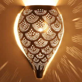 Marocká strieborná nástenná lampa Farid