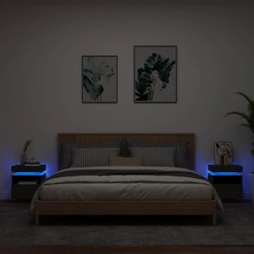 Nočné stolíky s LED svetlami 2 ks čierne 40x39x48,5 cm 836787