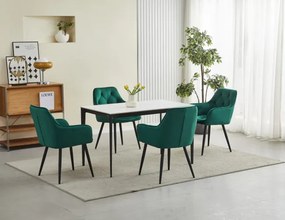 Jedálenská stolička JORK zamatová, tmavozelená (čierne nohy)