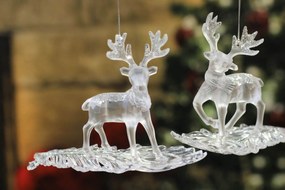 Ľadovo biele vianočné ozdoby jelene 2ks 18cm
