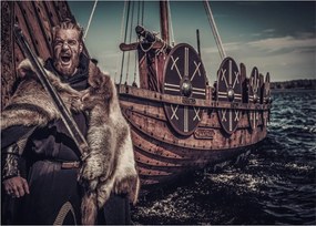 Sklenený obraz - Vikingský bojovník (70x50 cm)