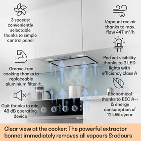 Klarstein Camila, vstavaný digestor, 52 cm, 397 m³/h, LED, dotyková plocha, nehrdzavejúca oceľ