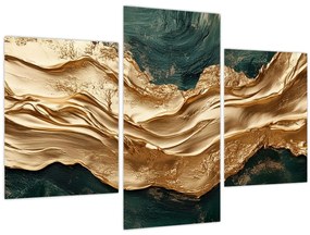 Obraz - Zelená abstrakcia so zlatom II. (90x60 cm)