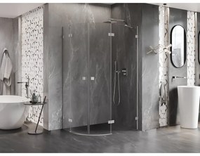 Mexen Lunar, pravý polkruhový sprchový kút 100 x 90 cm, 8mm číre sklo, oceľový profil, 833-100P-090L-97-00