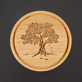 AMADEA Drevená servírovacia doštička - podnos strom, masívne drevo, 20 cm