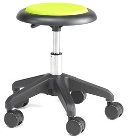 Pracovná dielenská stolička MICRO, s kolieskami, výška 380-510 mm, zelená