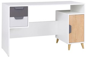 Písací stôl Ziturko ZT13, Farby: biela / grafit / sivá / dub Lefkas