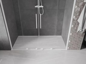 Mexen Velar L Duo, posuvné sprchové dvere do otvoru 200 cm, 8mm číre sklo, biela matná, 871-200-003-02-20