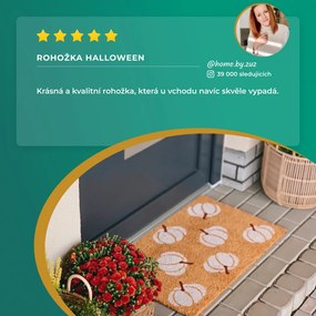 Rohožka Halloween biele tekvice 105676 – na von aj na doma, 45x75, biela, chodba / predsieň, Hanse Home