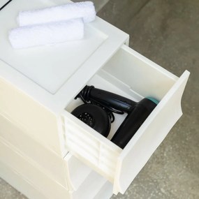 Modulárny úložný box Wave twin Snow s kolieskami 54,6 x 43,4 x 22 cm, široký - 2 zásuvky - kolieska