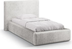 Svetlosivá čalúnená jednolôžková posteľ s úložným priestorom s roštom 90x200 cm Amy – Micadoni
