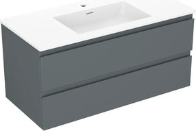 Mexen Orio, kúpeľňová skrinka 100 cm s umývadlom Otis, 2 zásuvky, grafitová matná/biela matná, 91A10-10047-2-BFF66-W18M01