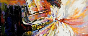 Obraz - Žena hrajúca na piáno (120x50 cm)