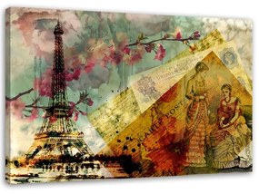 Obraz na plátně Paříž City Vintage - 90x60 cm