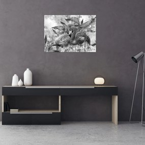 Sklenený obraz - Plameniaky graffiti (70x50 cm)