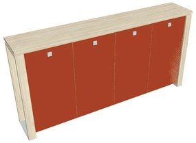 Stredná šatníková skriňa Verno+ S 260 x 46 x 130 cm, sklenené dvere, agát / oranžová
