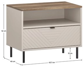 Nočný stolík EYCO 1S, kašmír/dub Castello
