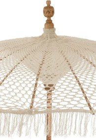 Prírodný drhaný slnečník s drevenou tyčou Macrame - ∅200*250 cm
