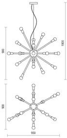 Redo 01-2934 - Závesný luster STELLAR na lanku 12xE14/25W/230V čierny