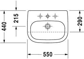 Duravit D-Code - Polozápustné umývadlo, 1 otvor pre armatúru prepichnutý, 55 x 44 mm, biele 0339550000