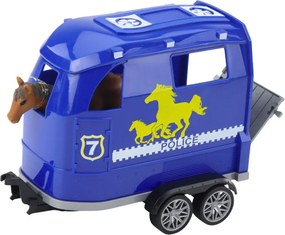 LEAN Toys Policajné terénne auto s prívesom na kone, svetlá a zvuky