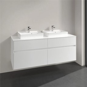 VILLEROY &amp; BOCH Collaro závesná skrinka pod dve umývadlá na dosku, 4 zásuvky, 1400 x 500 x 548 mm, White Matt, C07600MS