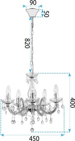 Toolight Toolight, stropné svietidlo 5xE14, EBT004-5CP, priehľadná-chróm, OSW-01258