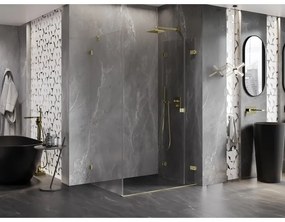 Mexen Lunar-F, 1-krídlový sprchový kút so skladacími dverami, pravý, 95 x 80 cm, 8mm číre sklo, zlatý matný profil, 836-095-080-55-00-P