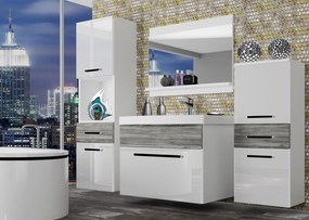 Kúpeľňový nábytok Belini biely lesk/ šedý antracit Glamour Wood  + umývadlo + zrkadlo  ROD PM 5/0/W/WGW/0/ZW
