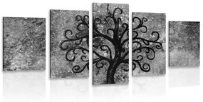 5-dielny obraz čiernobiely strom života Varianta: 100x50