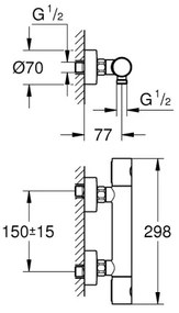 GROHE 34065AL2 -Termostatická sprchová batéria GROHTHERM 1000 COSMOPOLITAN DN 15 grafit