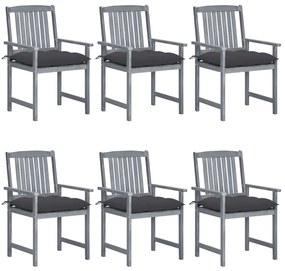 Záhradné stoličky s podložkami 6 ks akáciový masív sivé 3078237