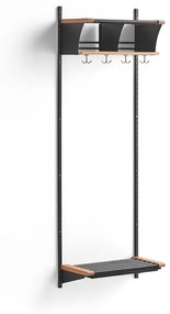 Vešiaková stena JEPPE s 2 priehradkami, základná sekcia, 1790x600x310 mm, tmavošedá/dub