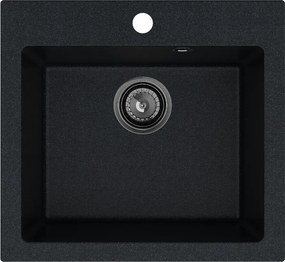 Sink Quality Ferrum 50, kuchynský granitový drez 490x450x195 mm + čierny sifón, brocade, SKQ-FER.B.1K50.XB