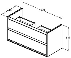 Ideal Standard Connect Air - Skrinka pod umývadlo 1000 mm, 2 zásuvky, svetlé drevo E0821UK