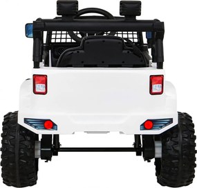 Ramiz Autíčko Jeep Dark Night na batérie pre deti biele + pomalý štart + EVA kolesá + LED audio