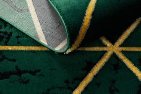 Koberec EMERALD exkluzívny 1020 glamour, styl marmur, trojuholníky fľaškovo zelený / zlatý