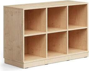 Úložná skrinka CASPER, 6 priehradiek, so soklom, breza