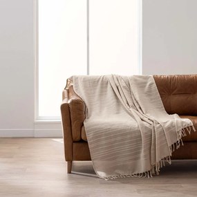 Béžový bavlnený pléd 180x220 cm Lilia – douceur d'intérieur