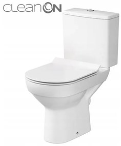 Cersanit City New CleanOn, kombi wc so splachovaním 3/5l, horizontálny odtok + antibakteriálne toaletné sedátko z duroplastu, biela, K35-037