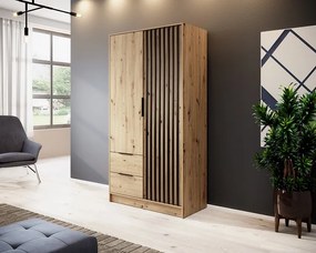Dizajnová šatníková skriňa Nelly - dub artisan/čierna