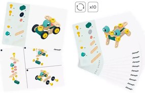 BricoKids - Drevená montážna stavebnica s predlohami a náradím - 50 ks