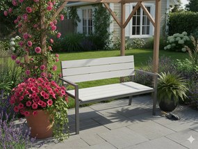 CH Sivá záhradná oceľová lavička Ken