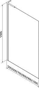 Mexen Next L, 1-krídlová vaňová zástena 70 x 150 cm, 6mm číre sklo-čierny vzor, medený profil, 895-070-000-03-77-65