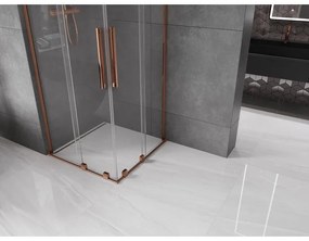 Mexen Velar L Duo, sprchový kút s posuvnými dverami 90 x 90 cm, 8mm číre sklo, ružové zlato, 871-090-090-02-03-60